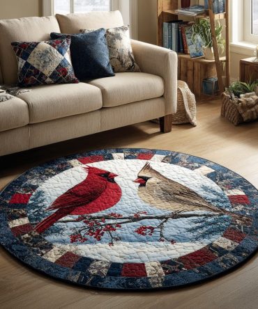 Cardinal Couple Quilted Round Mat
