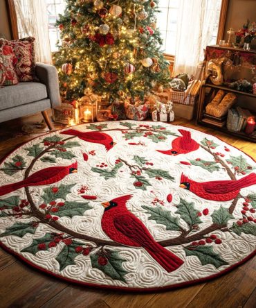Cardinal Dance Quilted Round Mat
