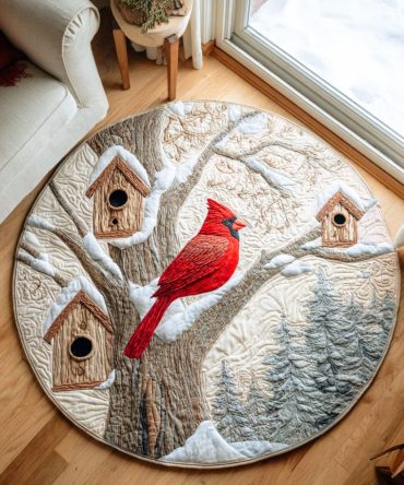 Cardinal Treehouse Quilted Round Mat