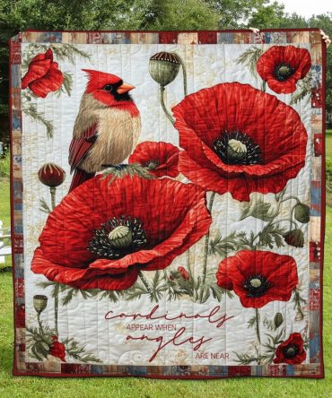 Cardinals Appear When Angels Are Near Art Quilt Hanging