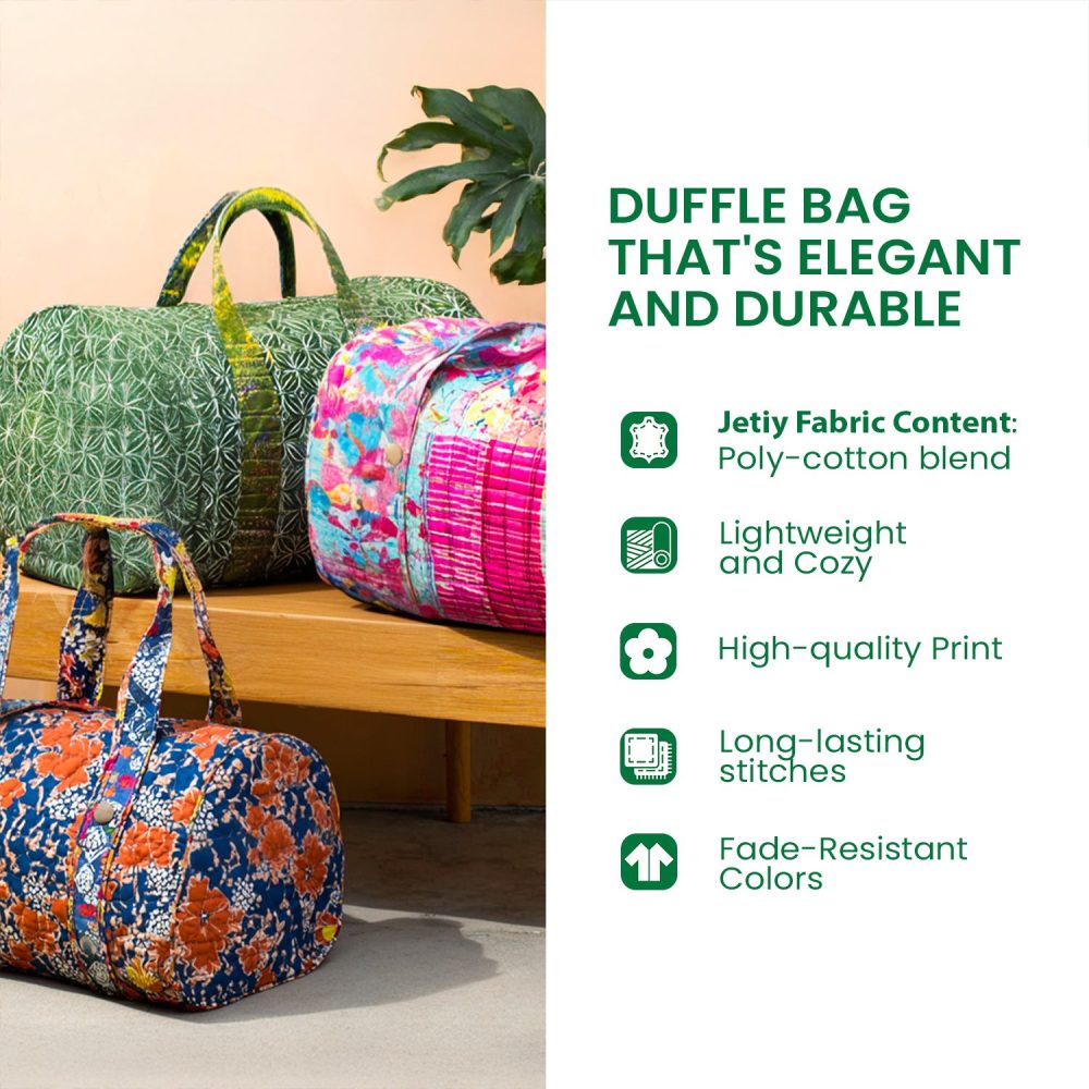 Wanderlust Wheels Quilted Duffle Bag – Retro Camper Van Travel Weekender Carry-On Quilted Overnight & Gym Bag for Adventurers - Image 3