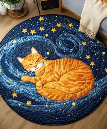 Cat Cozy Retreat Quilted Round Mat