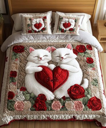Cat Cuddles 3-Piece Quilted Bedding Set