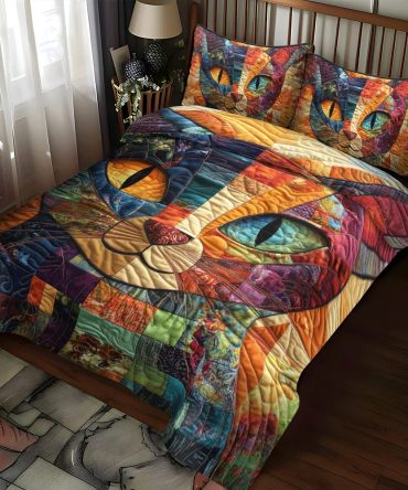 Cat Parade 3-Piece Quilted Bedding Set
