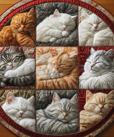 Catnap Quarters Quilted Round Mat