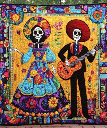 Catrina And Charro Quilted Blanket