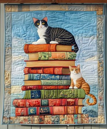 Cats Among Classics Quilted Blanket