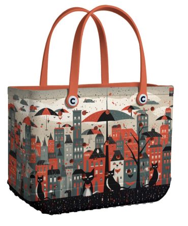 Bucket Tote Bag, Limited Edition Bogg Bag, Beach Bag Cats In The Rainy City