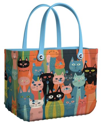 Bucket Tote Bag, Limited Edition Bogg Bag, Beach Bag Cats Of Many Colors