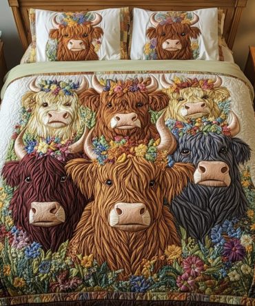 Cattle Charm 3-Piece Quilted Bedding Set
