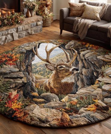 Cedar Stag Quilted Round Mat