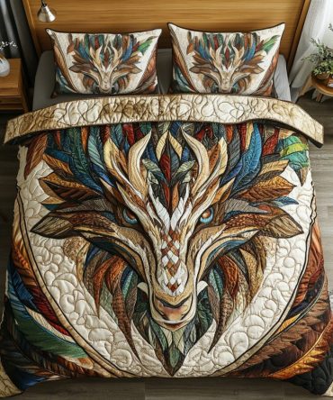 Celestial Dragon 3-Piece Quilted Bedding Set