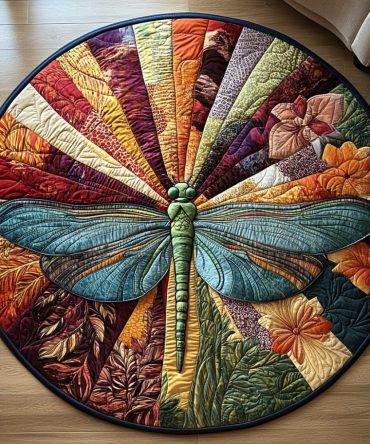 Celestial Dragonfly Quilted Round Mat