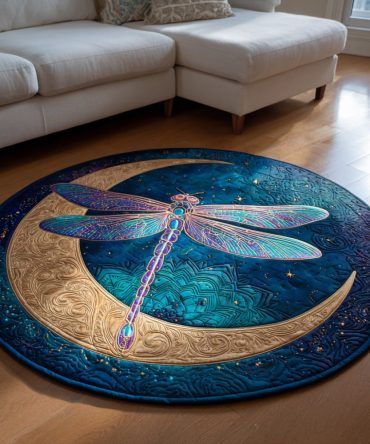 Celestial Dragonfly Quilted Round Mat