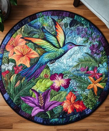 Celestial Hummer Quilted Round Mat