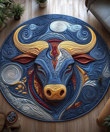 Celestial Taurus Quilted Round Mat
