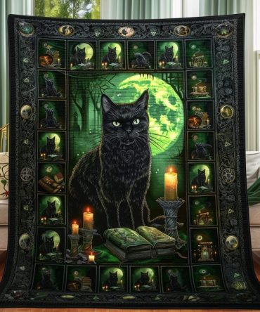 Celtic Magic Black Cats Quilted Blanket