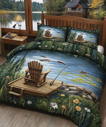 Chair By The Lake 3-Piece Quilted Bedding Set