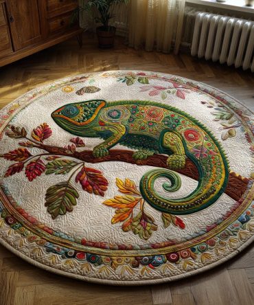 Chameleon Whimsy Quilted Round Mat