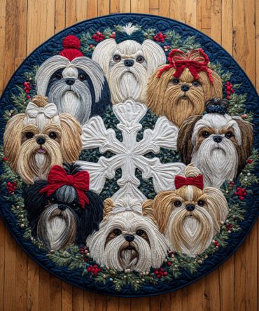 Charming Shih Tzu Quilted Round Mat