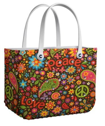 Vibrant Floral Peace & Love Tote Bag – Eco-Friendly, Durable, Stylish – Perfect For Every Occasion