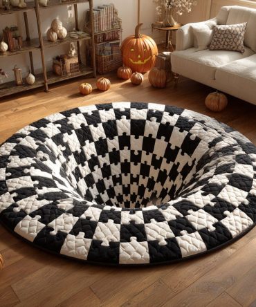Checkered Void Quilted Round Mat