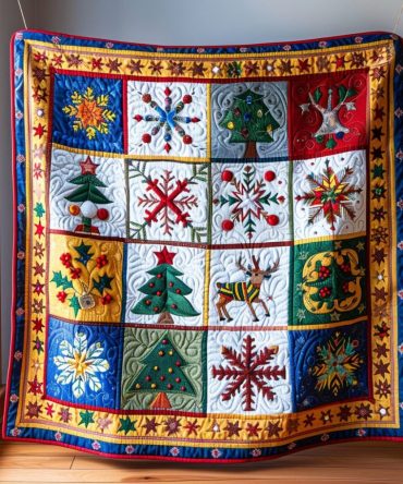 Cheerful Holiday Quilted Blanket