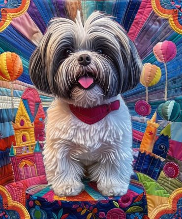 Cheerful Canine Quilted Blanket