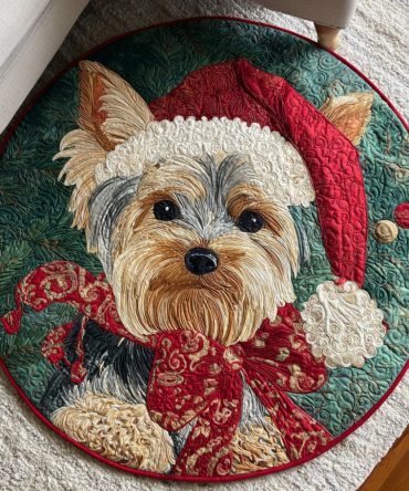 Chic Yorkie Quilted Round Mat