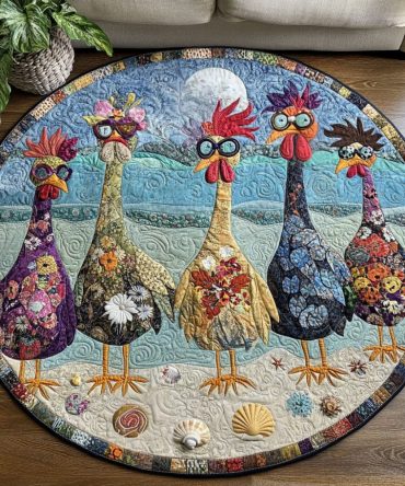 Chicken Charisma Quilted Round Mat