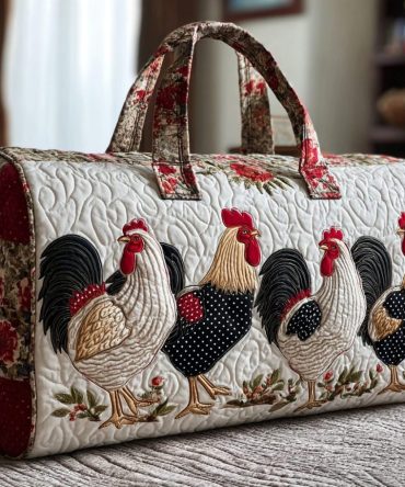 Chicken Charm Quilted Duffle Bag