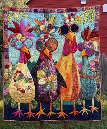 Chicken Coop Colors Quilted Blanket