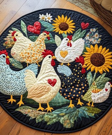 Chicken Cozy Quilted Round Mat