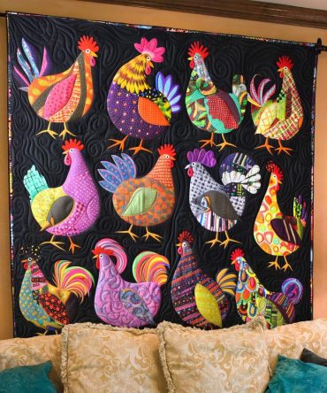 Chicken Hues Harmony Quilted Blanket