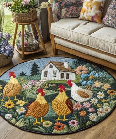 Chicken Roost Quilted Round Mat