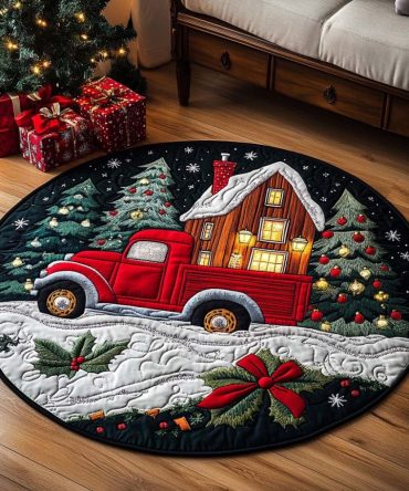 Christmas Eve Retreat Quilted Round Mat