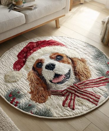 Christmas King Charles Quilted Round Mat