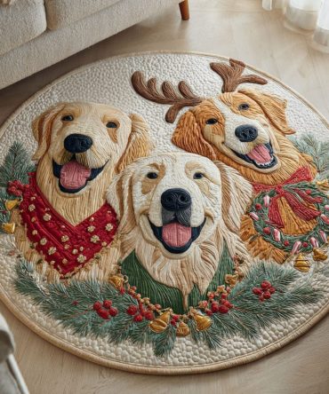 Christmas Pup Quilted Round Mat