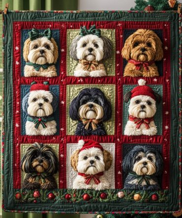 Christmas Shih Tzu Vibes Quilted Blanket