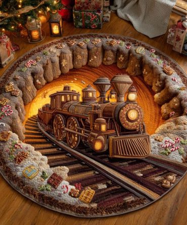 Christmas Steam Cavern Quilted Round Mat
