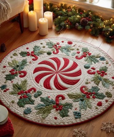 Christmas Whirl Quilted Round Mat