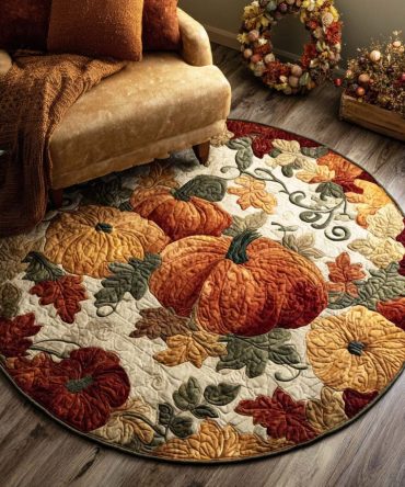 Cinnamon Pumpkin Quilted Round Mat