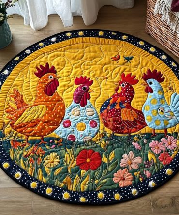 Cluck Delight Quilted Round Mat