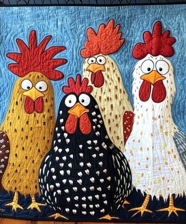 Cluck And Collect Quilted Blanket