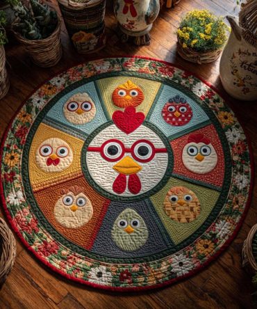 Cluckberry Pie Quilted Round Mat