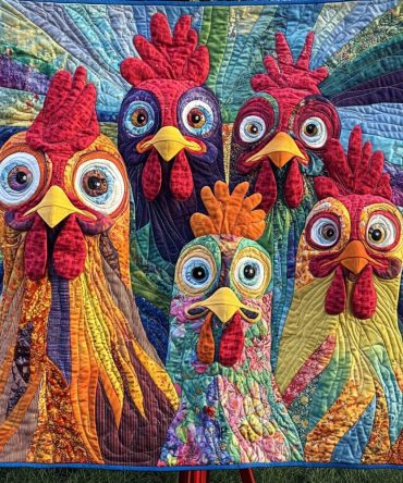 Cluckin Crazy Quilted Blanket