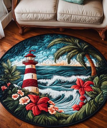 Coastal Bloom Quilted Round Mat