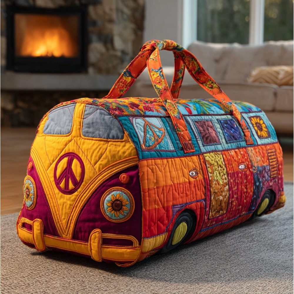 Color Road Quilted Duffle Bag - Stylish Travel, Gym & Overnight Bag | Unique Colorful Design