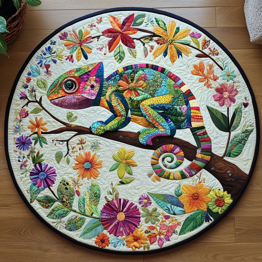 Colorful Camouflage Quilted Round Mat