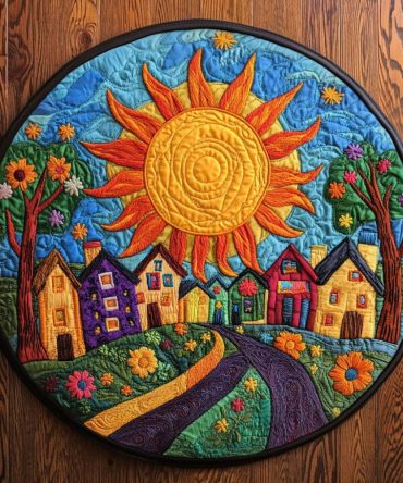 Colorful Crescent Quilted Round Mat